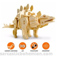 Sound Control Walking Stegosaurus DIY Family Fun Educational 3D Wooden Assembly Puzzle Model Toy 75 pieces  B0774Z774H